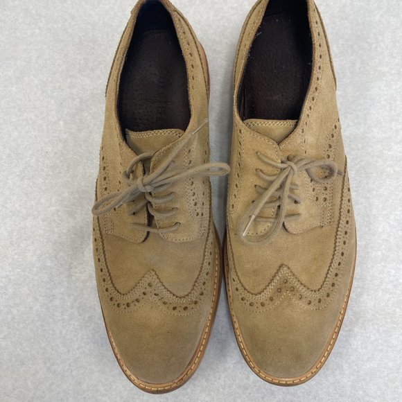 COLE HAAN MEN\'S BEIGE SUEDE WINGTIP NUBUCK BROGUE OXFORDS SIZE 9.5 M main image 9